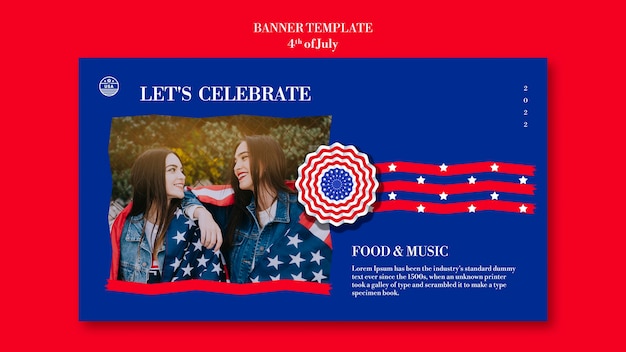 Free PSD 4th of july banner template design