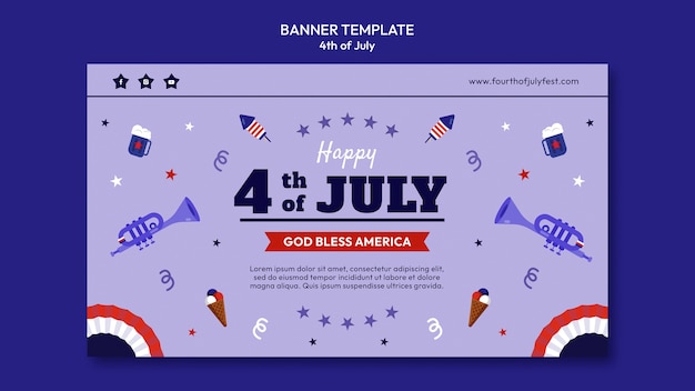 Free PSD 4th of july celebration horizontal banner template