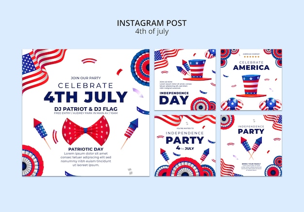 Free PSD 4th of july celebration  instagram posts