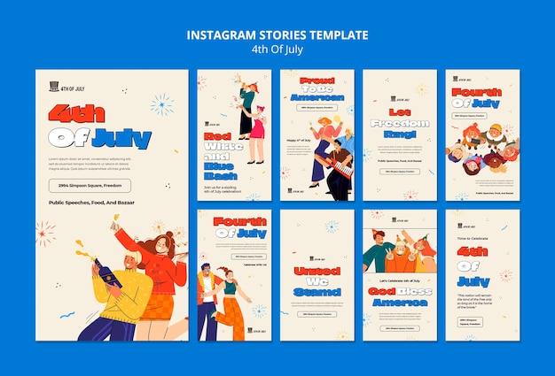 Free PSD 4th of july celebration instagram stories