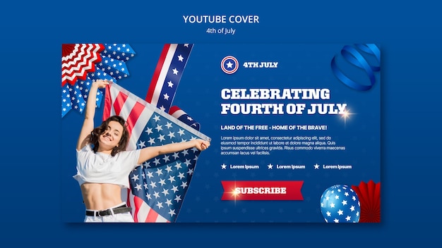 Free PSD 4th of july celebration youtube cover