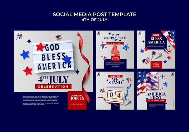 4th of july instagram post design template