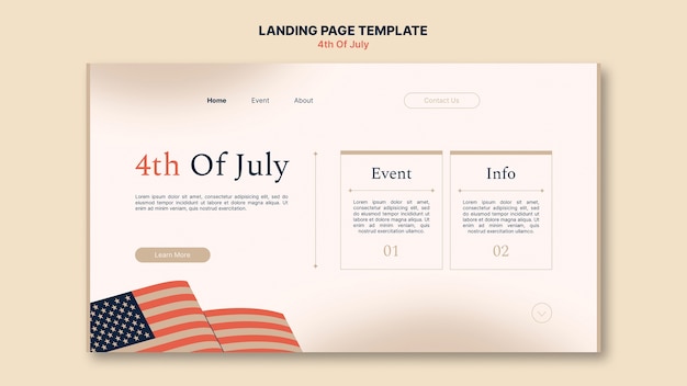 Free PSD 4th of july landing page template design