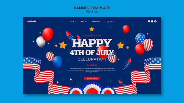 Free PSD 4th of july landing page template