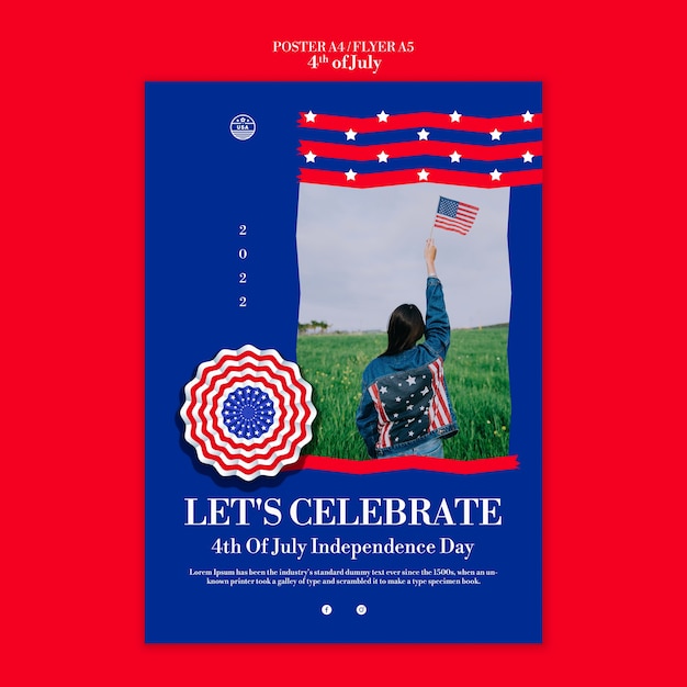 Free PSD 4th of july poster template design