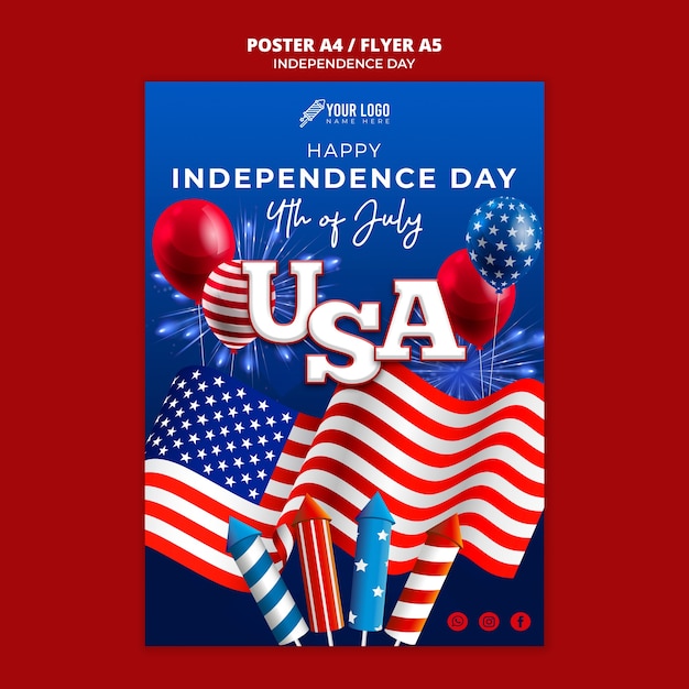 Free PSD 4th of july poster template