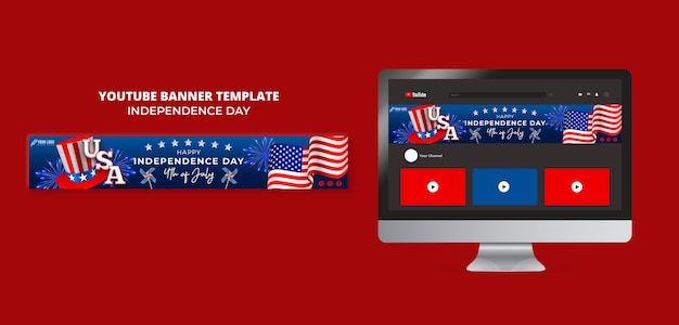 Free PSD 4th of july youtube banner template