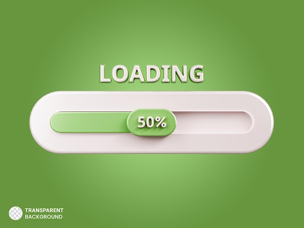 Free PSD 50 progress of loading bar icon 3d render