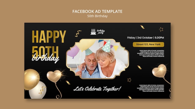 Free PSD 50th birthday celebration facebook template