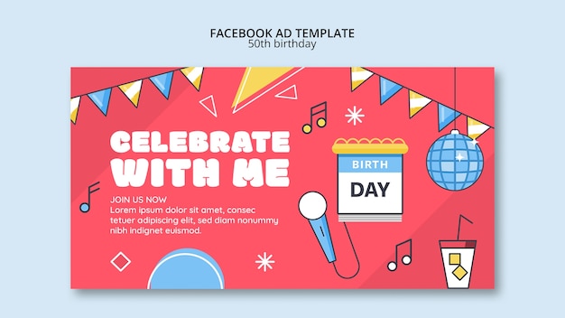 Free PSD 50th birthday celebration facebook template