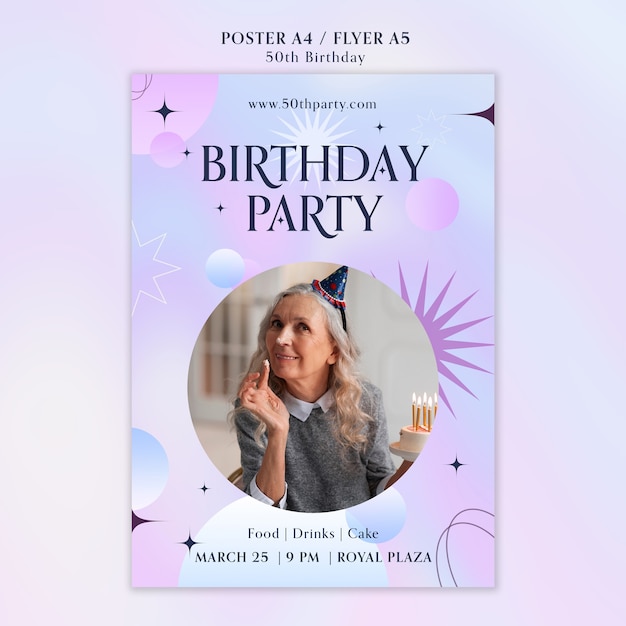 Free PSD 50th birthday celebration poster template