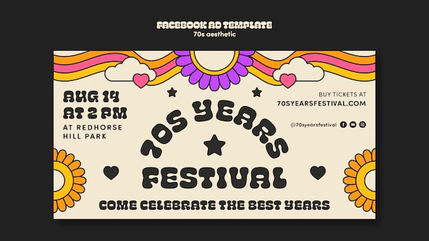 Free PSD 70's aesthetic facebook template