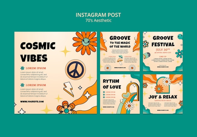 Free PSD 70's aesthetic instagram posts