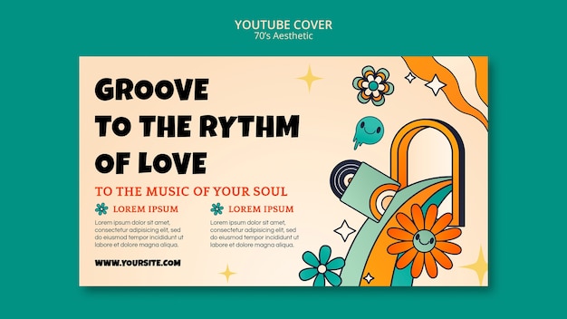 Free PSD 70's aesthetic youtube cover template