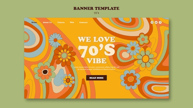 Free PSD 70's style party template design