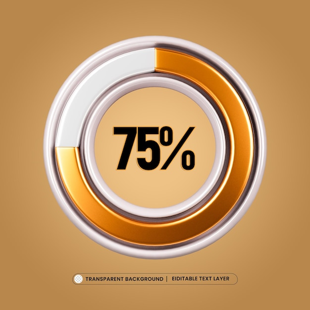 Free PSD 75 circular progress loading bar icon 3d render