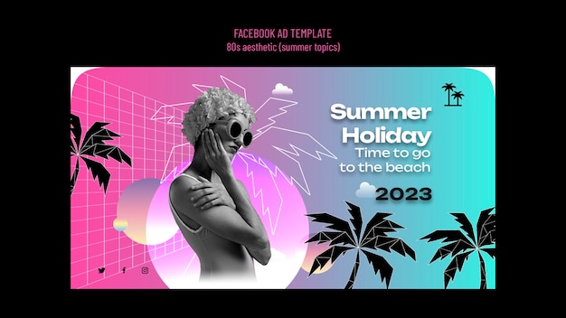 Free PSD 80s aesthetic party facebook template