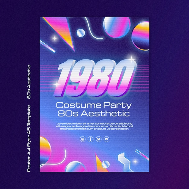 Free PSD 80s aesthetic party poster template