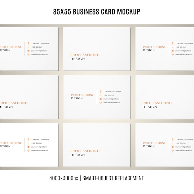 Free PSD 85x55 business card mockup