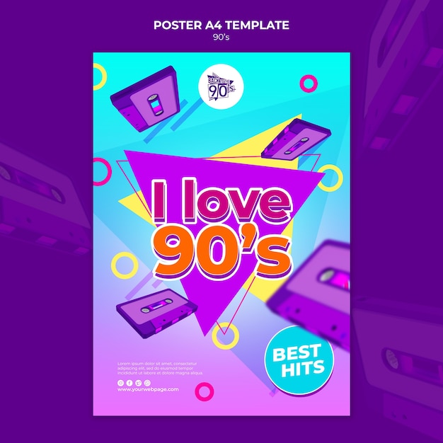 Free PSD 90s retro poster design template