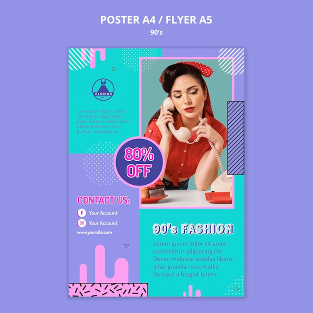 90s retro poster design template