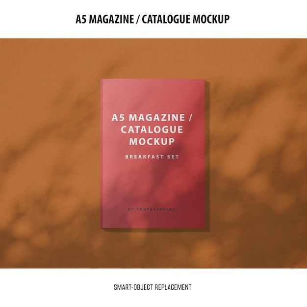 Free PSD a5 magazine catalogue mockup