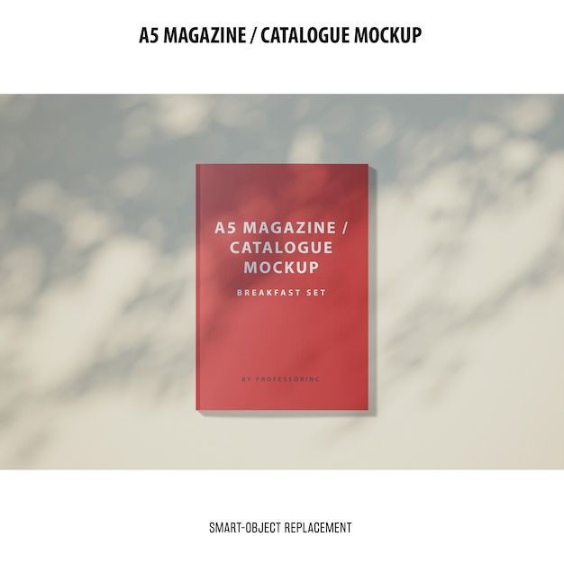 Free PSD a5 magazine catalogue mockup