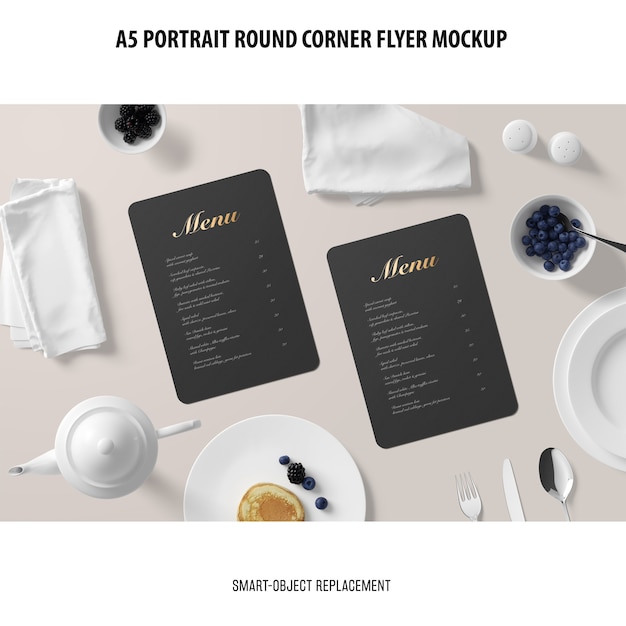 Free PSD a5 round corner flyer mockup