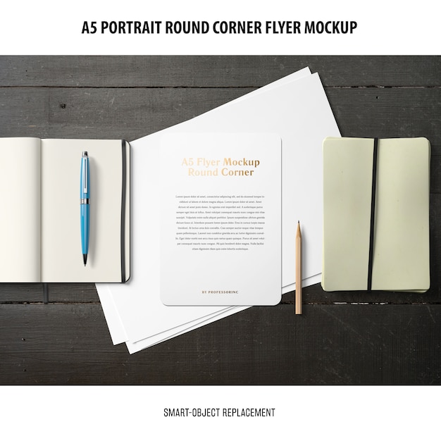 A5 round corner flyer mockup