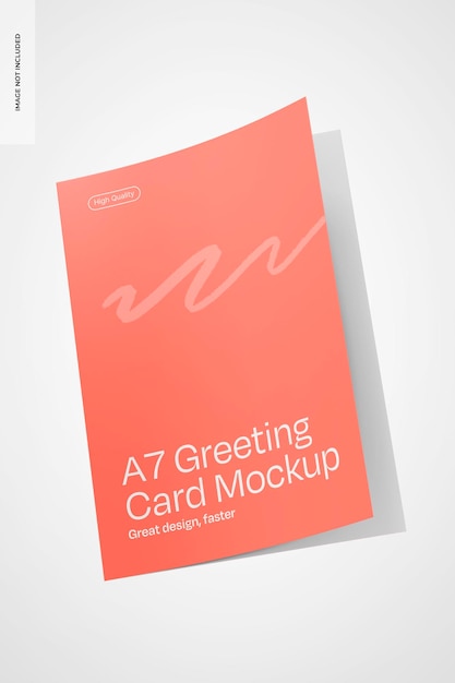 Free PSD a7 greeting card mockup floating