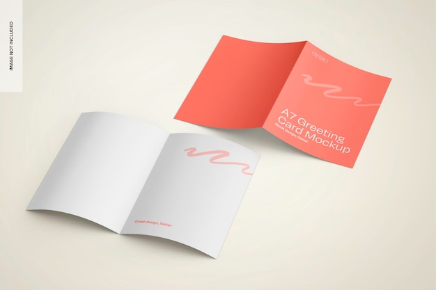 A7 greeting cards mockup opened