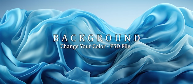 Free PSD abstract background of blue wavy silk or satin