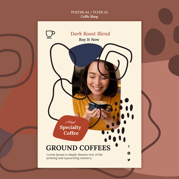 Free PSD abstract coffee shop poster template