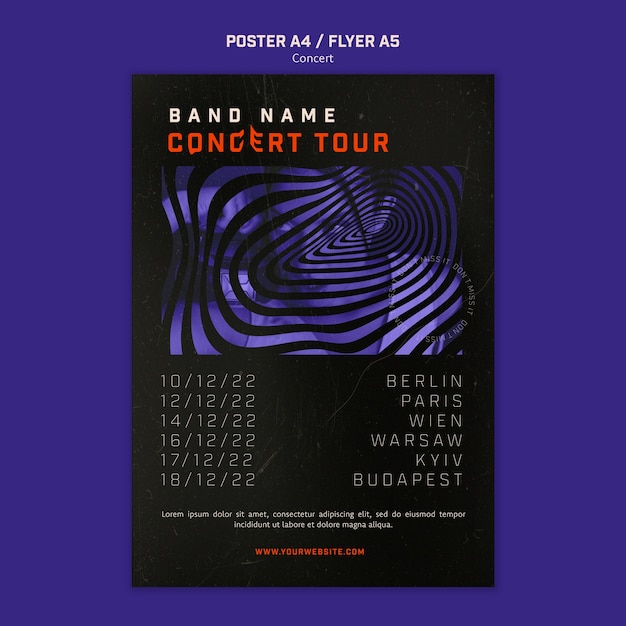 Free PSD abstract concert event vertical poster template