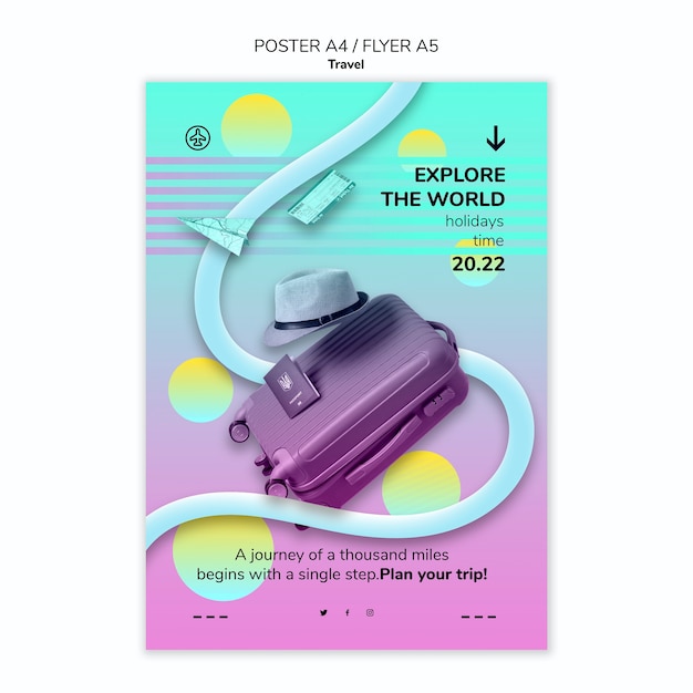 Free PSD abstract explore the world poster