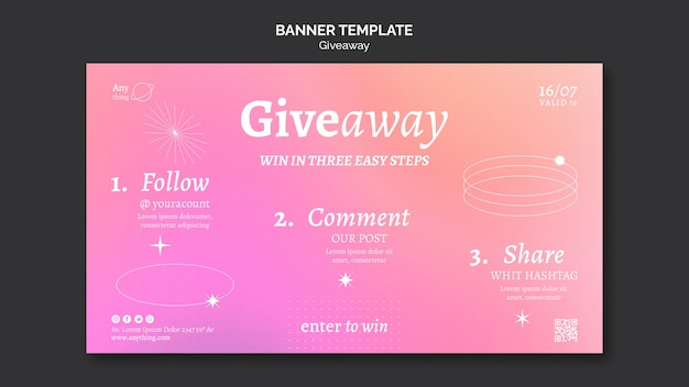 Abstract gradient giveaway banner template