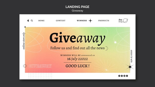 Abstract gradient giveaway web template