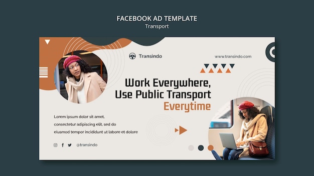 Abstract social media promo template for public transportation