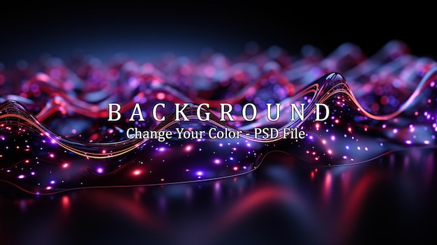 Free PSD abstract technology background with glowing particles lines and waves