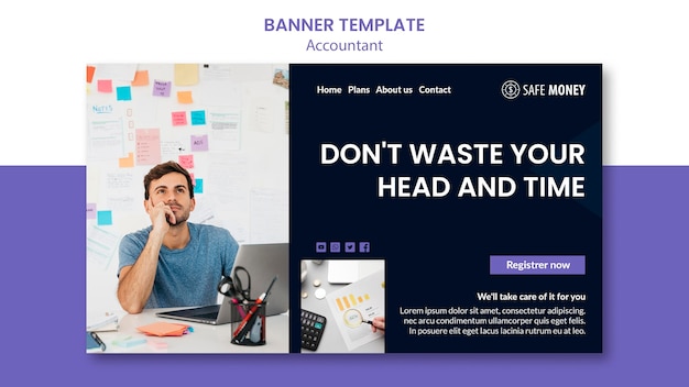 Free PSD accountant concept banner template