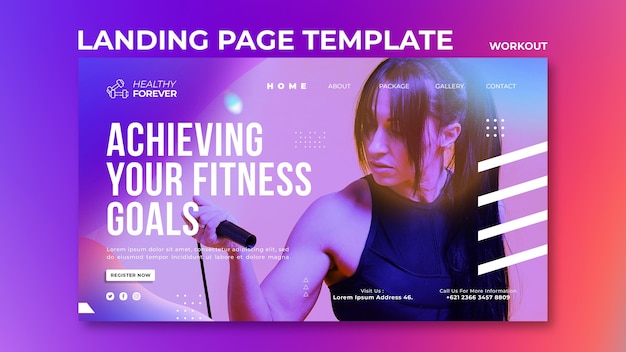 Achieving your fitness goals landing page template