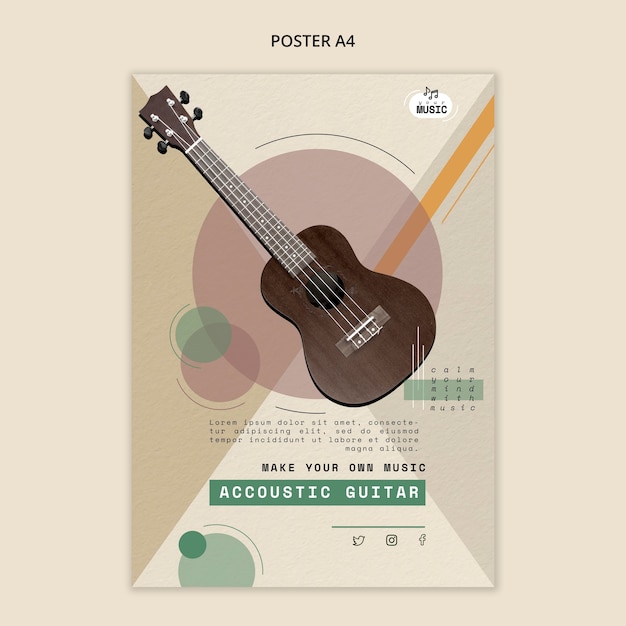 Free PSD acoustic guitar lessons poster design