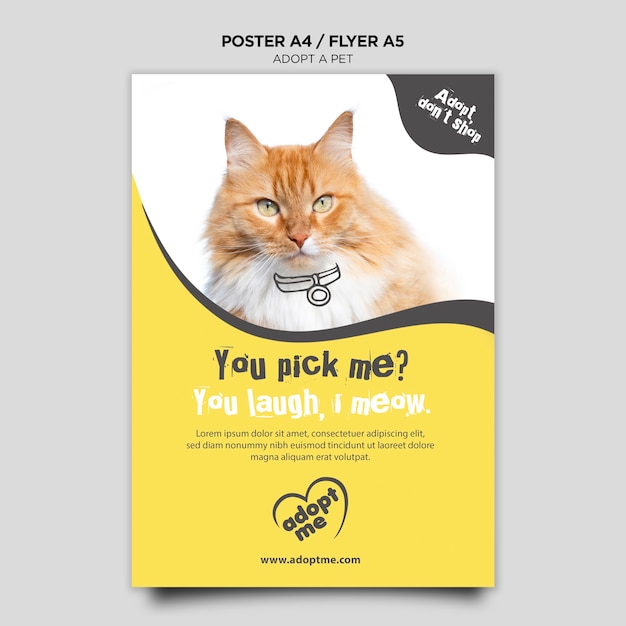 Free PSD adopt a cat flyer template