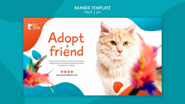 Adopt a kitty fluffy friend banner template