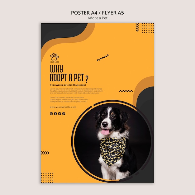 Adopt a pet border collie dog flyer template