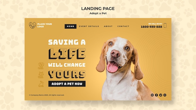 Free PSD adopt a pet concept landing page template