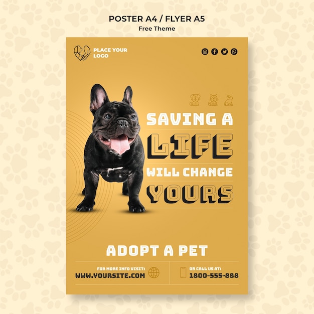 Adopt a pet concept poster template