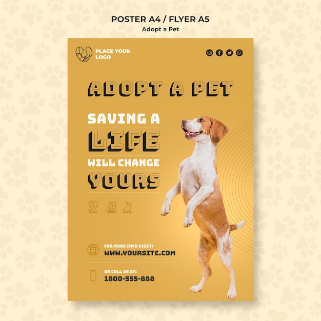 Free PSD adopt a pet concept poster template