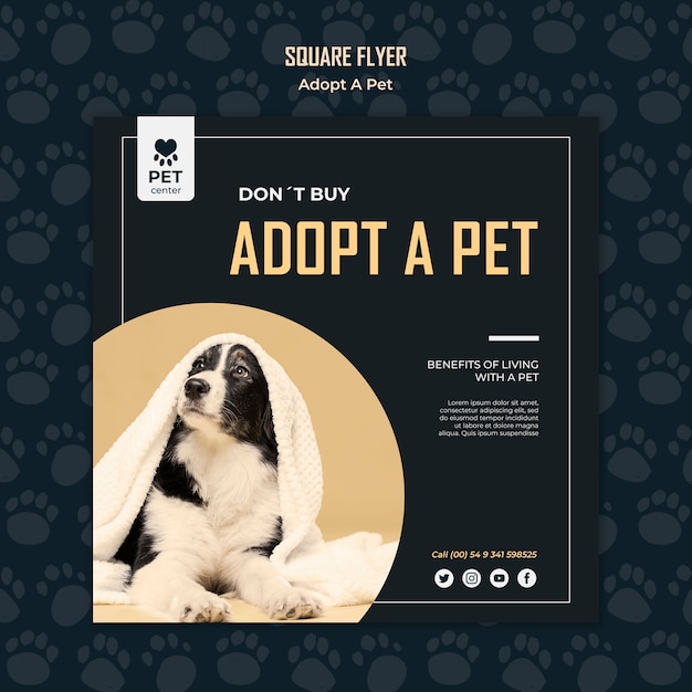 Free PSD adopt a pet concept square flyer template