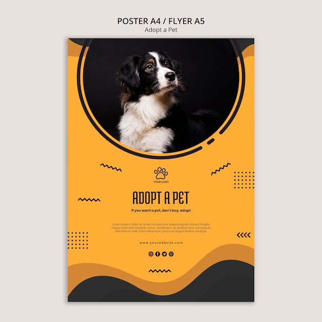 Free PSD adopt a pet from shelter poster template